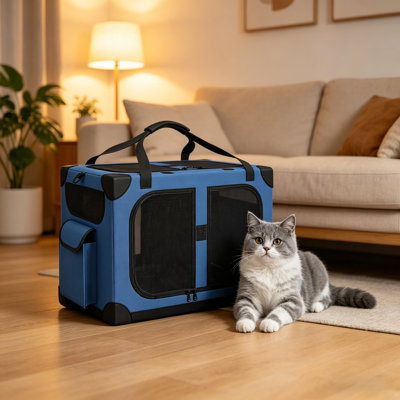 Extra Large Cat Carrier for 2 Cats, XL with Removable Divider, Foldable Soft-Sided Pet Carrier with Storage Tote, Portable Travel Crate for Large Cats, for Car & Home Use, 24" x 17" x 17"