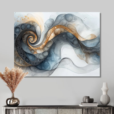 Weisberg abstrait noir et blanc liquide Vortex I - réalisme abstrait, art mural
