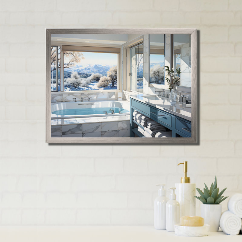 Salle de bain impeccable et moderne - Art encadré pour salle de bain, H 12 po x l 20 po x P 1 po, Cadre simple argenté