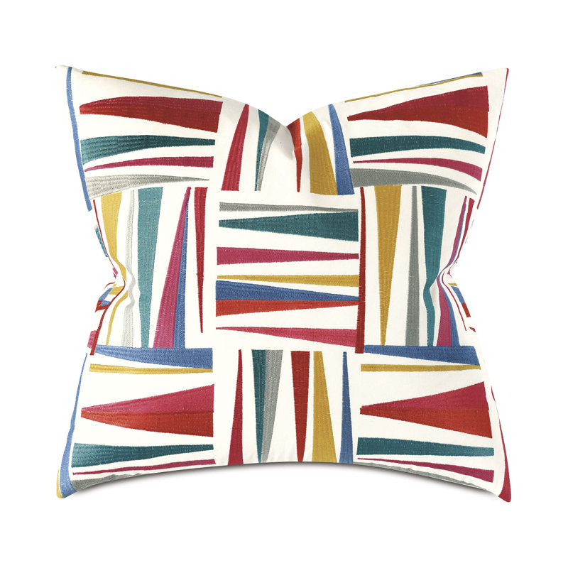 Embroidered Cotton Reversible Throw Pillow