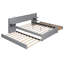 Grand lit plateforme tapissier avec lumières de lecture, tiroirs, lit gigogne et tablettes-118580022