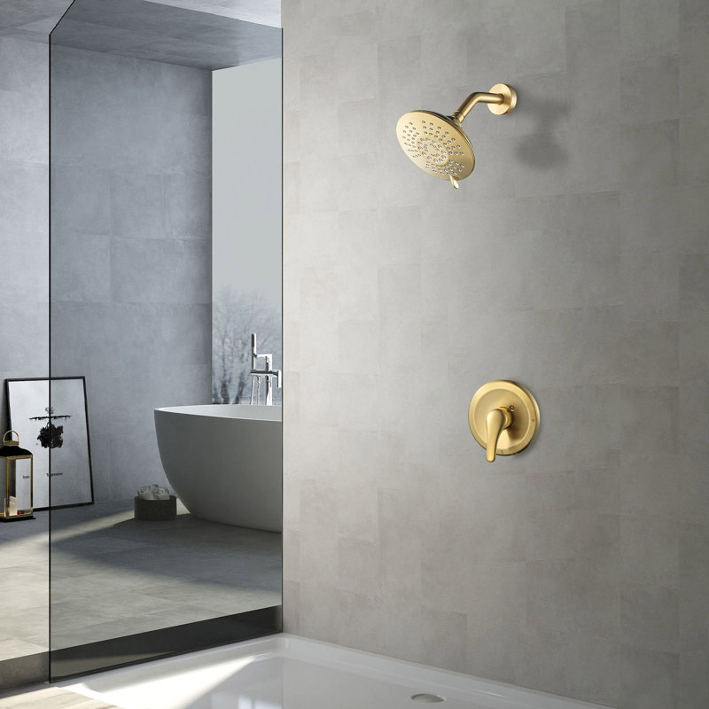Robinet de douche à 5 jets 1,8 gallons par minute avec pression équilibrée en nickel brossé, Doré
