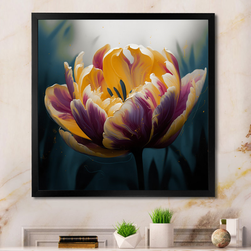 «Yellow Graceful Tulip II» sur toile, Cadre photo noir, H 30 po x l 30 po x P 1 po