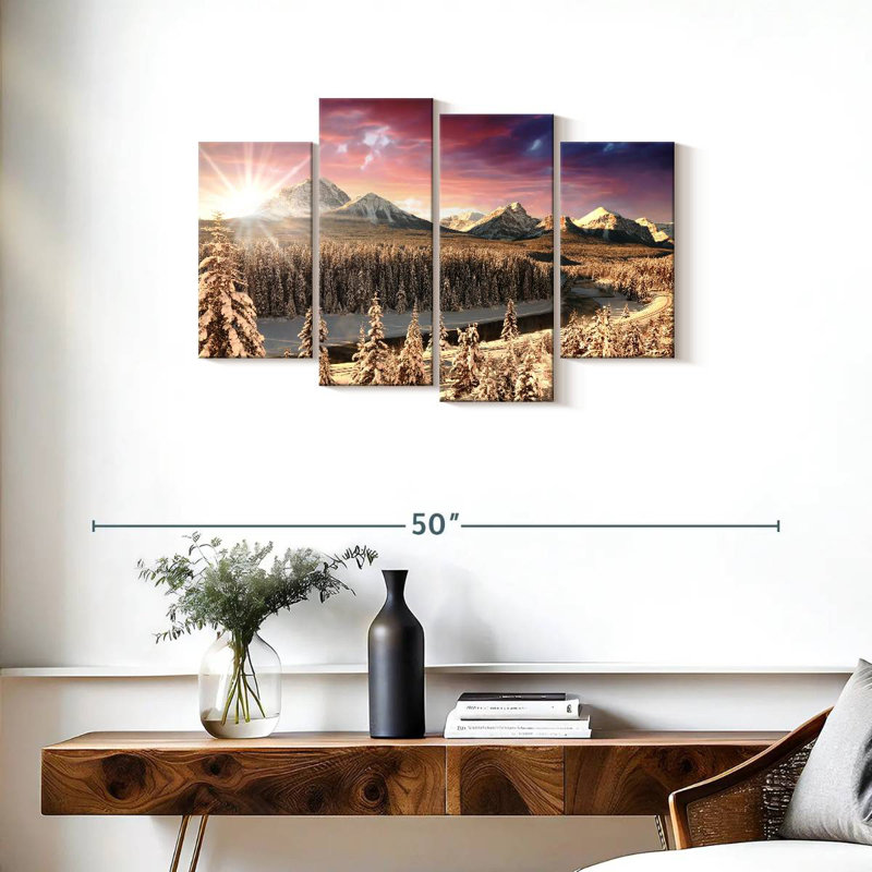 Alvord Alberta Rockies Winter Sun, 22" H x 36" W