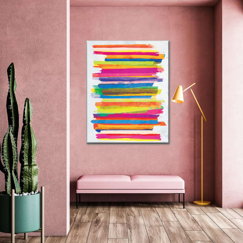 Abstrait de couleurs vives sur toile, H 35 po x l 28 po x P 1,25 po