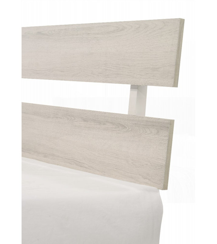 Structure de lit simple à profil bas 1pc avec finition blanche délavée, aucun sommier nécessaire, fabrication en bois durable