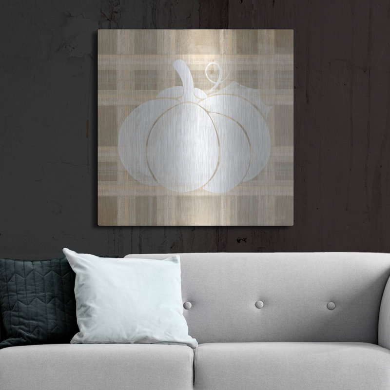  «Plaid Pumpkin I» par House Fenway, art mural en métal, 36 po x 36 po, H 36 po x l 36 po