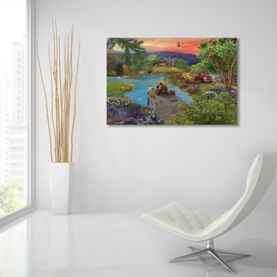 «Lakeside View From The Dock» par Bigelow, illustrations en acrylique sur verre