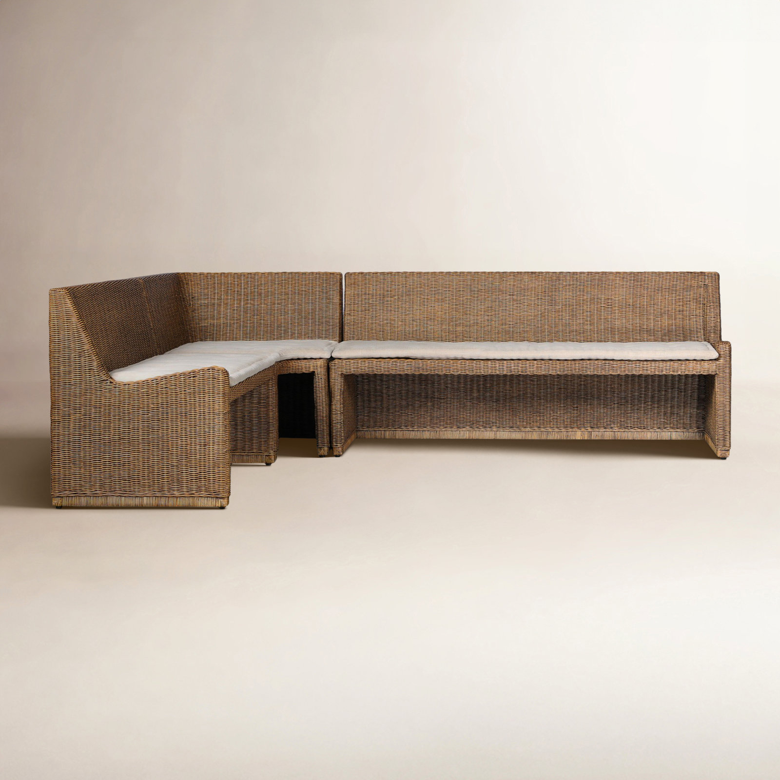 Senna 83" Woven Dining Banquette, 32.5" H x 106.25" W x 83.25" D, Right Hand Facing