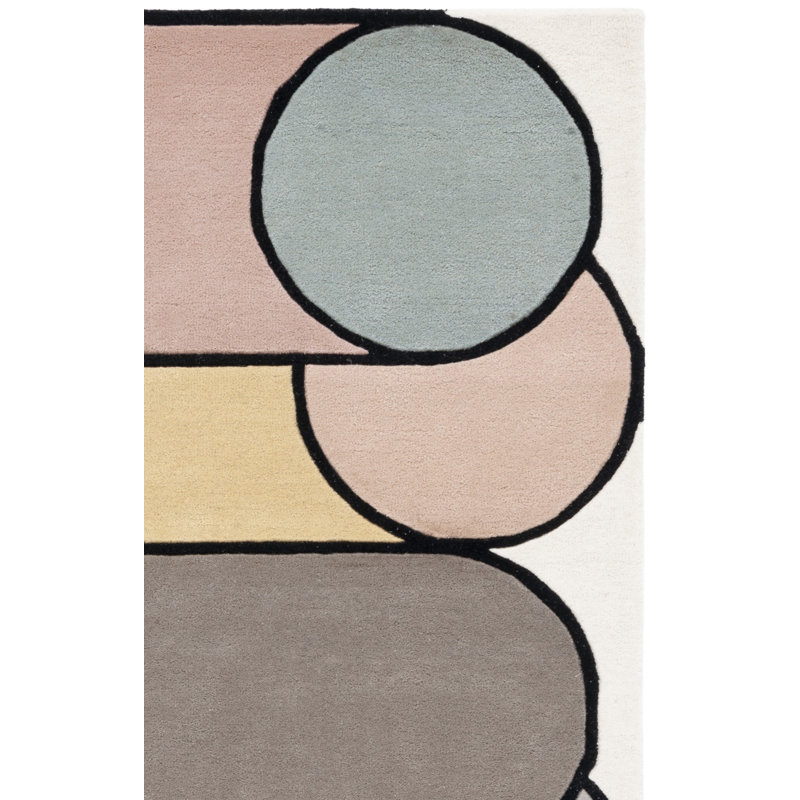 Tapis abstrait en laine touffeté à la main Chao, Carré 7 pi