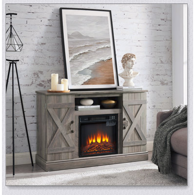 Meuble télé classique pour téléviseur de 50 po ou moins avec espace de rangement ouvert et fermé Farmhouse Classic, l 47 po x P 15,5 po x H 30,75 po
