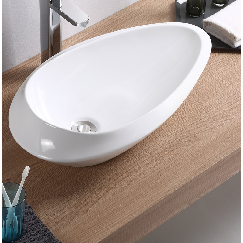 Lavabo de salle de bain vasque ovale en porcelaine vitreuse
