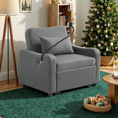 3-in-1 Convertible Sofa Bed with USB-C Charging | Space-Saving Sleeper Chair & Guest Bed