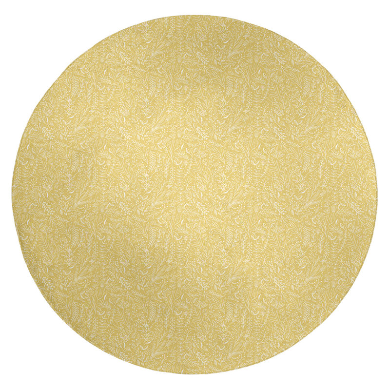 Tapis jaune classique ditsy floral area, Rond 5 pi