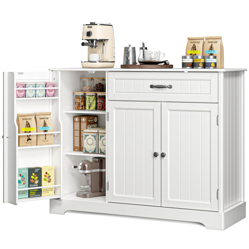 Bayview 33” Kitchen Pantry with 3 Doors, 1 Drawer, Refrigerator-Style Doors, Adjustable Shelves, Standalone Storage Cabinet, Solid and Engineered Wood, Multiple Finish Options