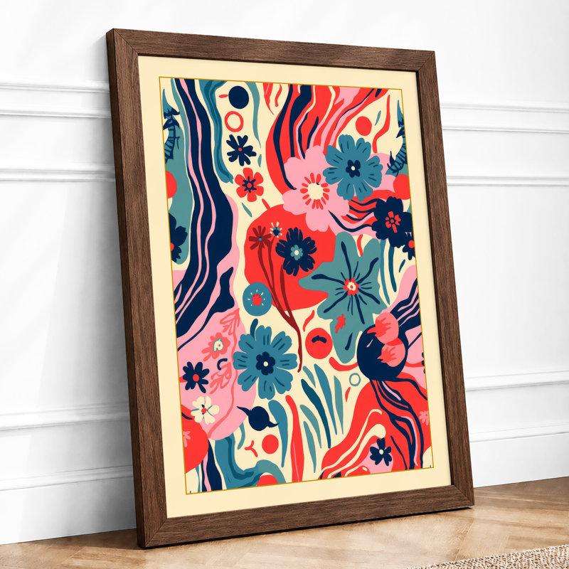 Ribbons Botanical - Framed Print, A4 - 29.7 x 21.0 cm, Walnut
