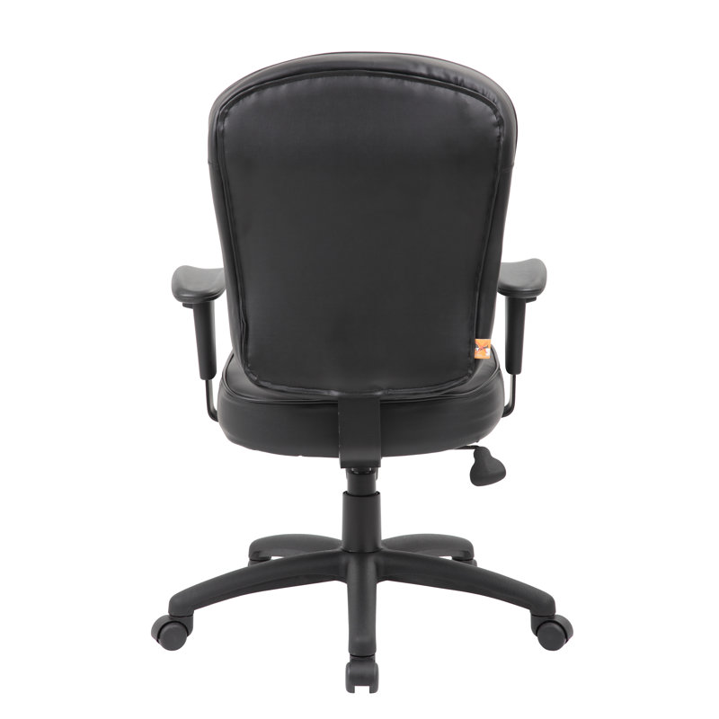 Boss 26'' Adjustable Black LeatherPlus Task Chair with Swivel