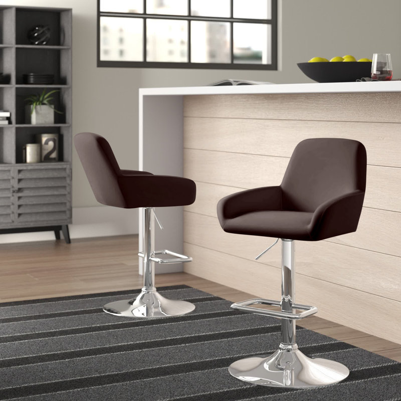 Tabouret de bar pivotant à hauteur réglable Roskin, Brun