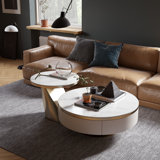 Danieka No-Assembly Required, Light Luxury Nesting Coffee Table With Faux Marble Countertop, Round