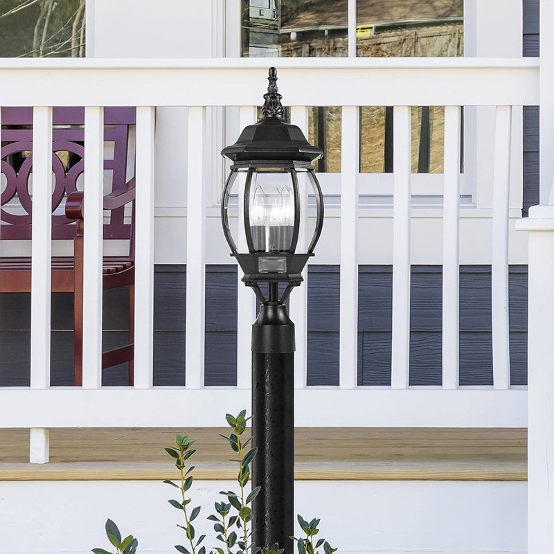 Central Park Outdoor 3-Light Post Lantern, 60 Watts/120 Volts (Black), 21 X 7.4 Inches