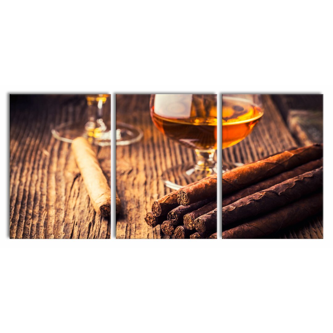 3-tlg. Leinwandbilder-Set Whisky and Cigars