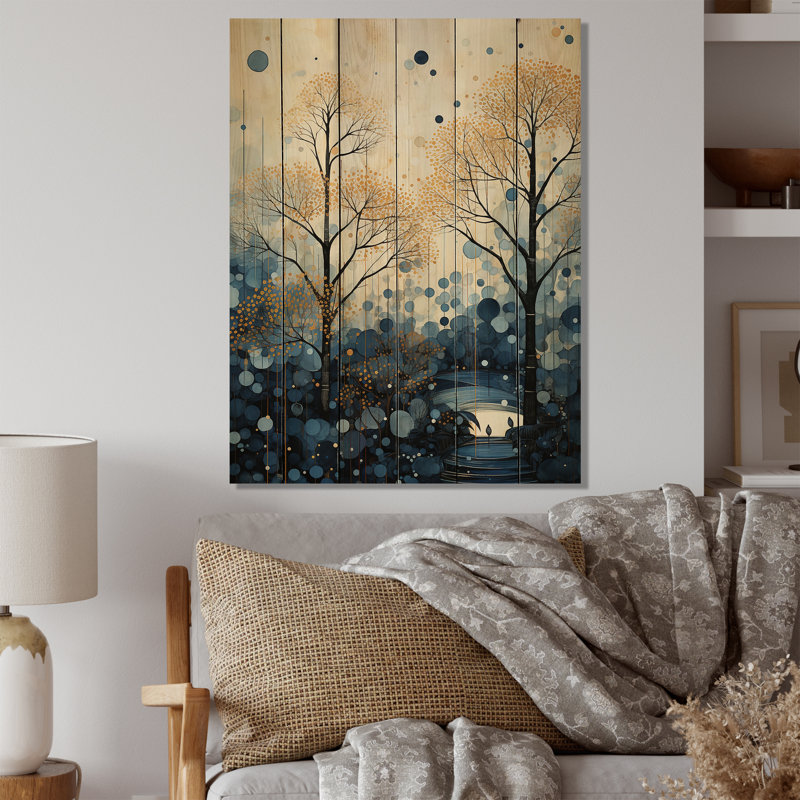 «Japon Art Blue Serene Zen Minamlism Landscape I», reproduction sur bois sans cadre, H 40 po x l 30 po x P 0,78 po