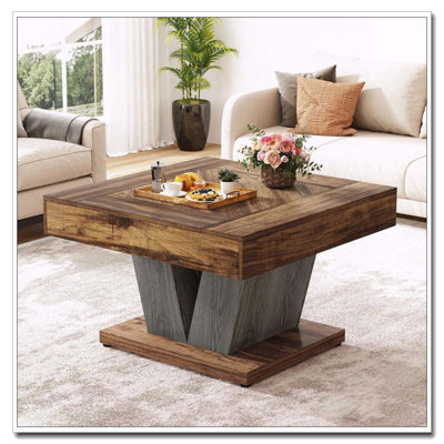 Table basse moderne carrée rustique avec base en croix