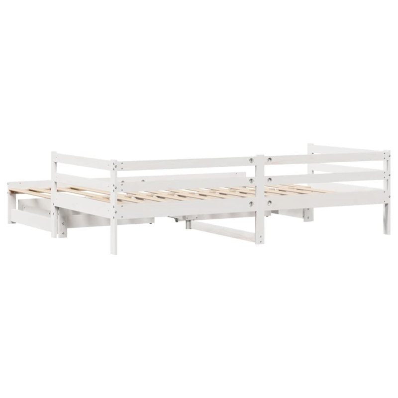 Blasingim Solid Wood with Trundle, White, 56.5 x 193.5 cm