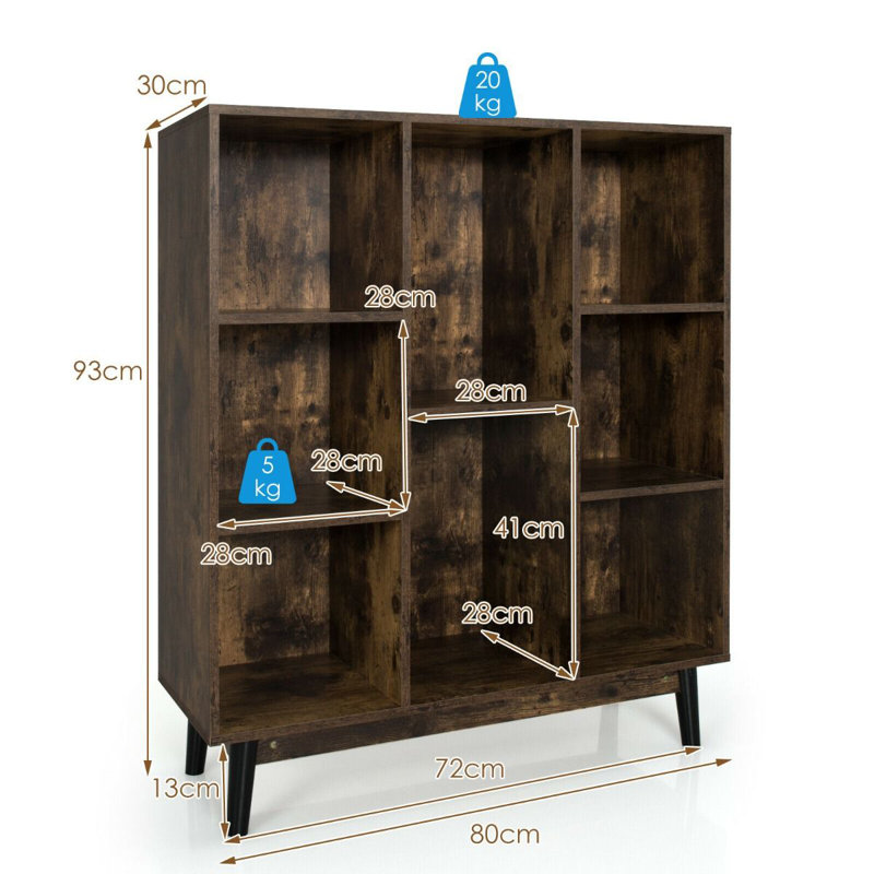 Nohoff 93cm H x 80cm W Bookcase, Brown