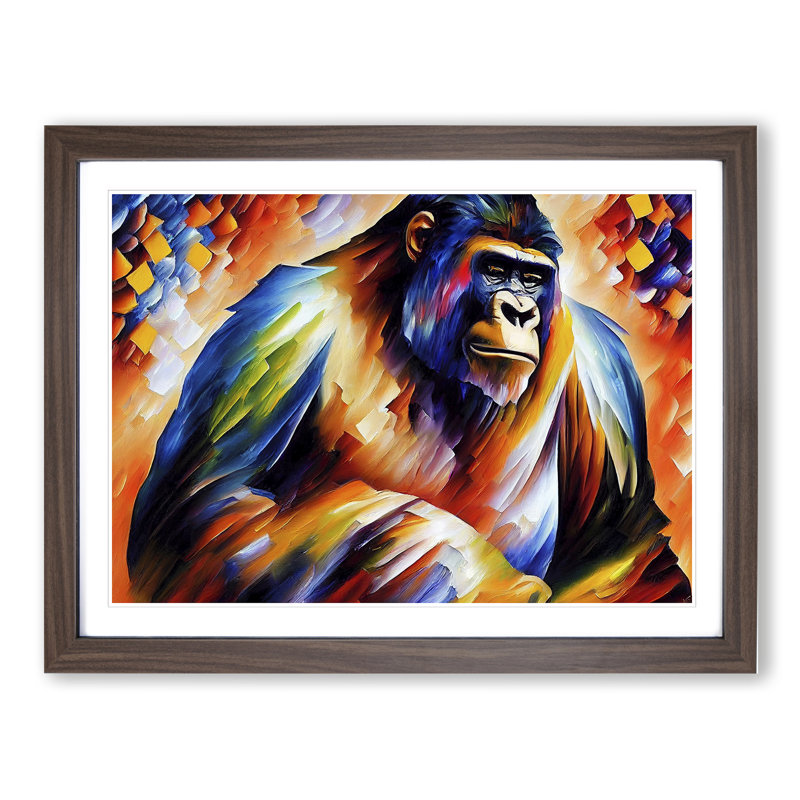Gorilla Vol.1 Abstract 1 Piece Single Picture Frame Wall Art, 34cm H x 46cm W x 2cm D, Walnut Framed