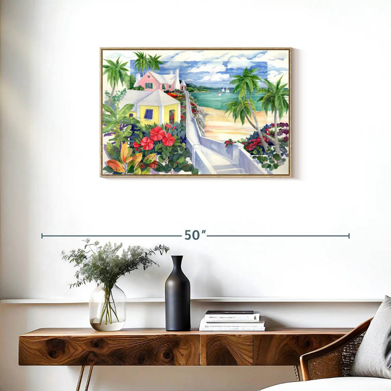 Island Cliff, Cadre flottant en bois naturel, 31 po x 21 po