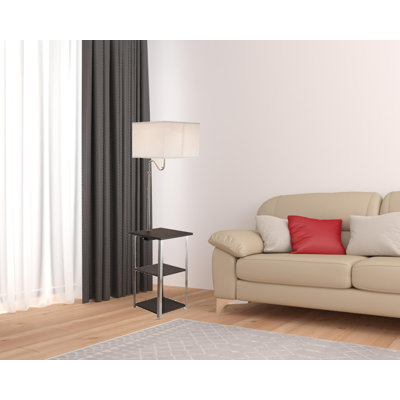 Lampe de table sur pied en acier 58 "avec abat-jour carré blanc