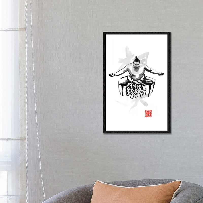 Sumo by Péchane - Painting on Canvas, 66.04 cm H x 45.72 cm W, Black Framed