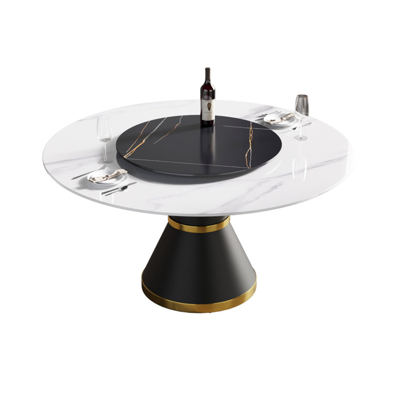 Table de salle à manger de 57,63 po avec base noire - capacité de 6,5 po. 31,5 po.