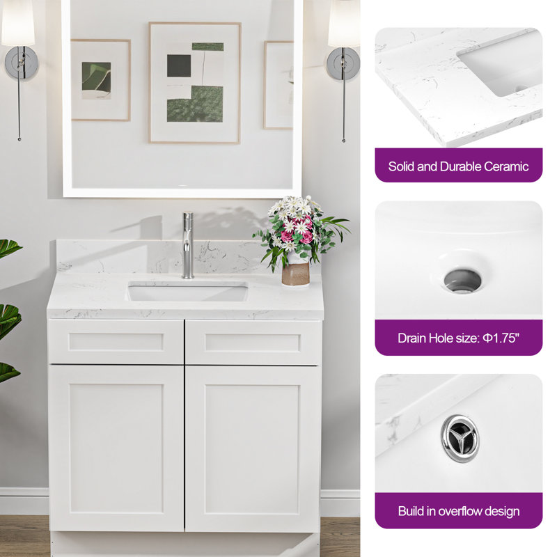Granite Vanity Top with Integrated Backsplash–No Cabinet