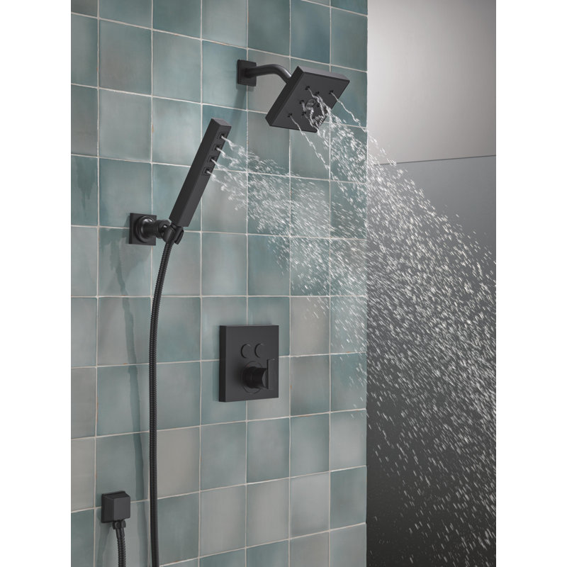 Angular Modern Push-Button Shower, Matte Black
