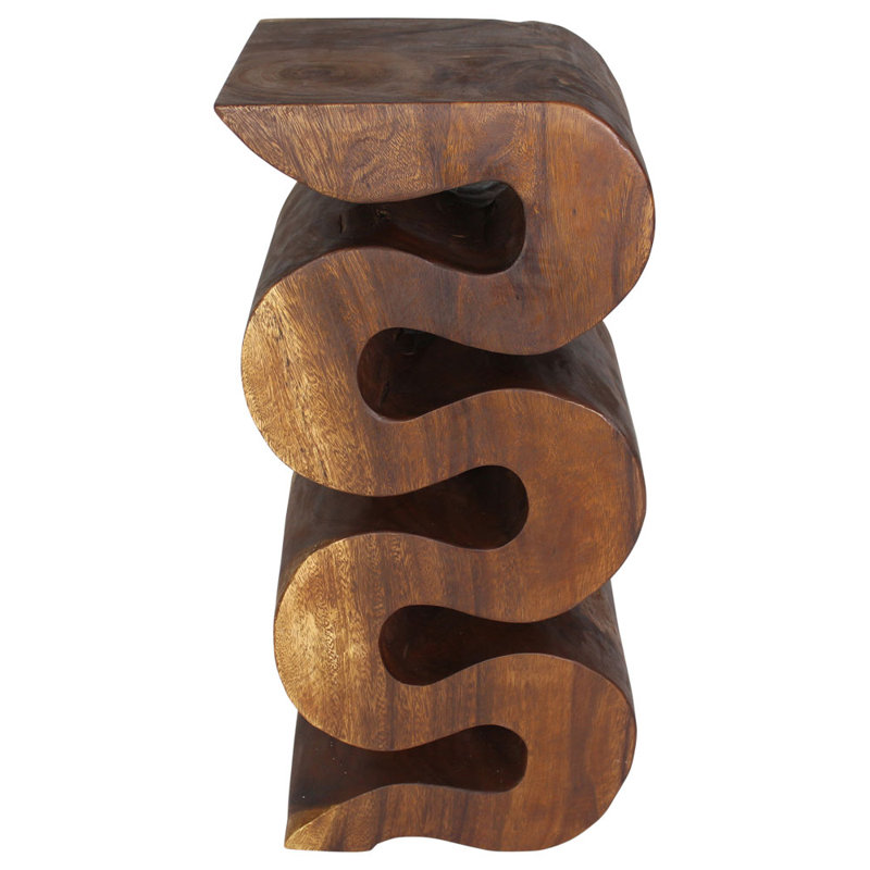 Raechell Solid Wood End Table, 30"H x 12"W x 14"D, Brown Wood