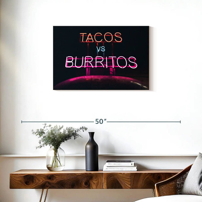 Tergel tacos contre burritos, H 20 po x l 30 po