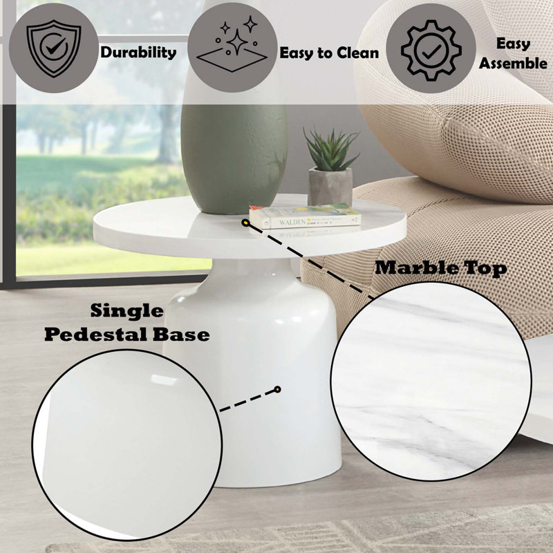 High Gloss Finish Round End Table