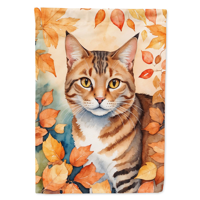 Chat en feuilles d'automne drapeau de jardin, Égée