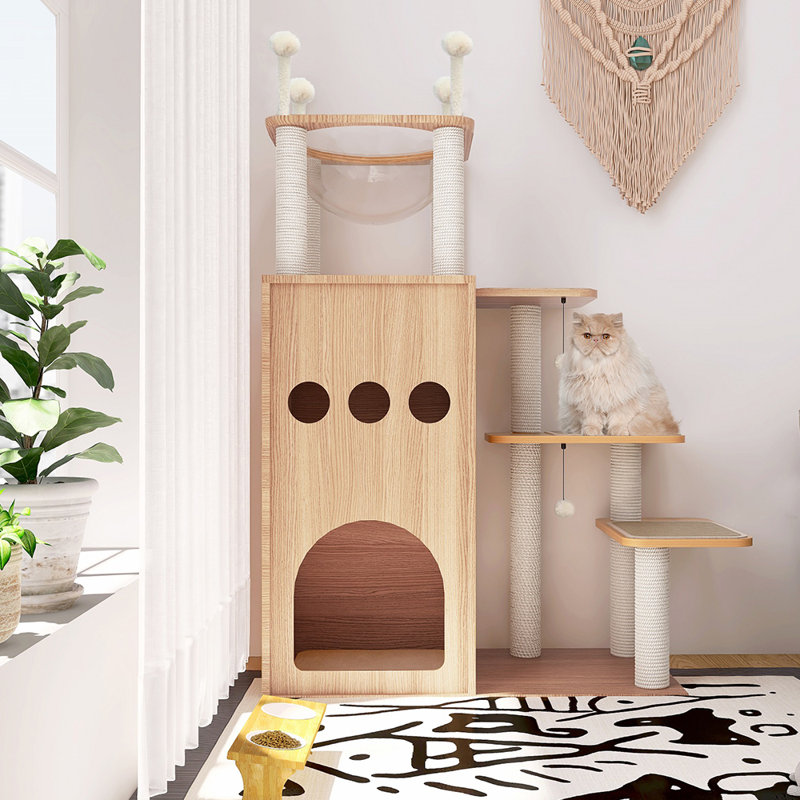 Tavion 51“ Wood Cat Trees,Cat Tower,Cat Trees for Large Cats, Beige