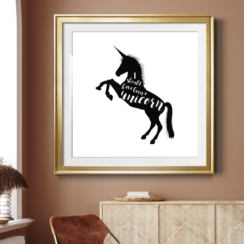 Devrait avoir été une licorne - cadre photo, impression d'art textuel, H 26,5 po x l 26,5 po x P 1,5 po, Doré