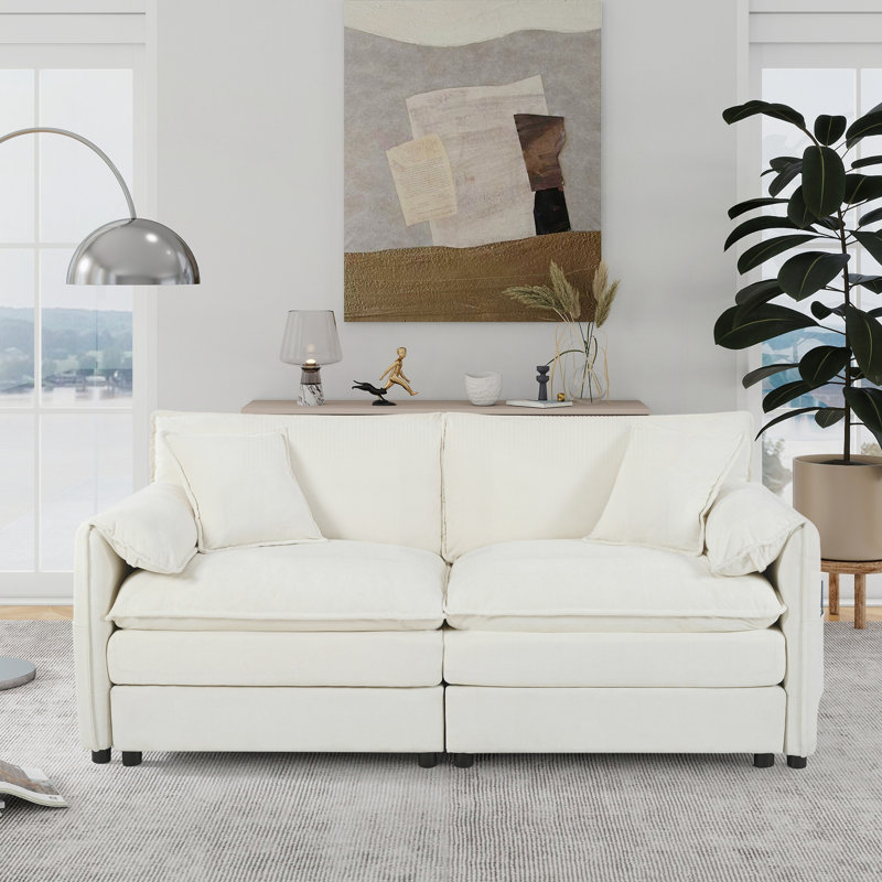 Canapé surdimensionné en chenille, Beige