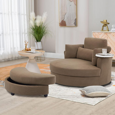 Chaises d'appoint modernes en velours côtelé avec rangement, brun clair