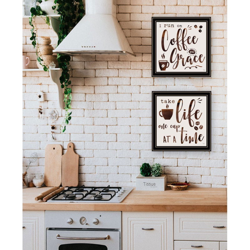 Lark Manor ™ «Une tasse à la fois! Art mural encadré pour le salon, reproduction d'art mural pour la maison, art mural de chambre à coucher par Mollie B.