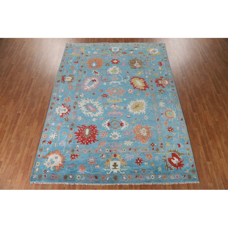 Tapis bleu All-Over Oushak 9 x 12