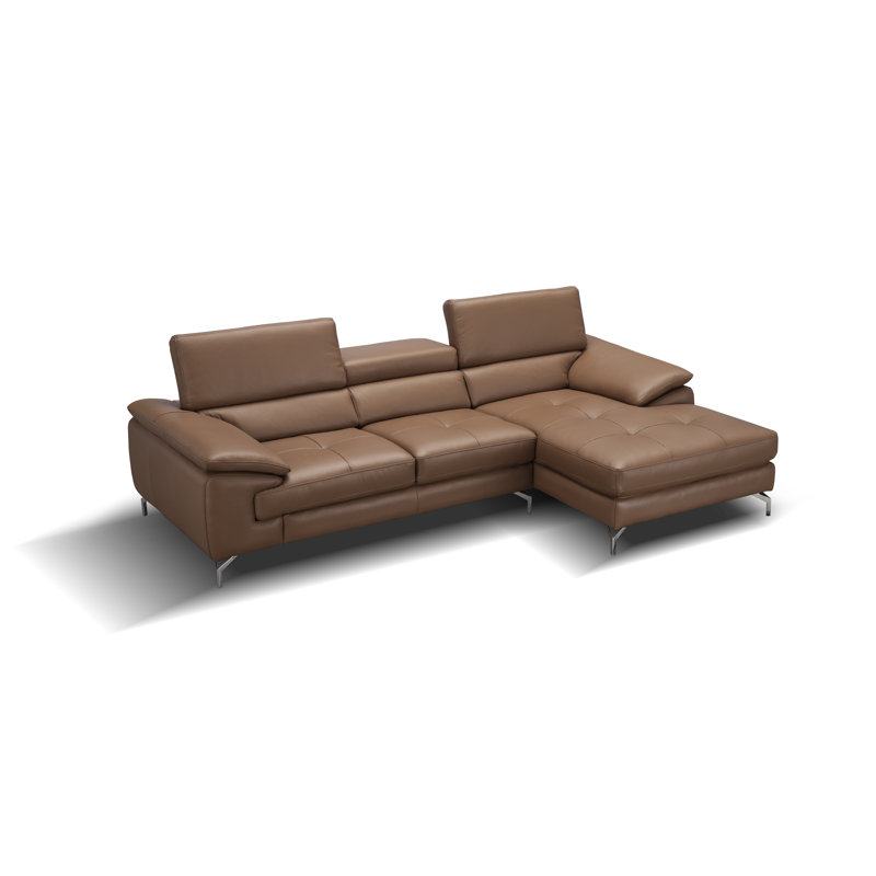 Grasmere Leather L-Shaped Sectional, Right Hand Facing, Caramel Genuine Leather