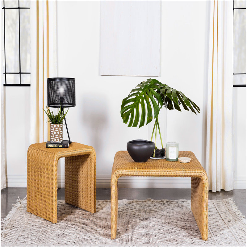 Square Woven Rattan End Table