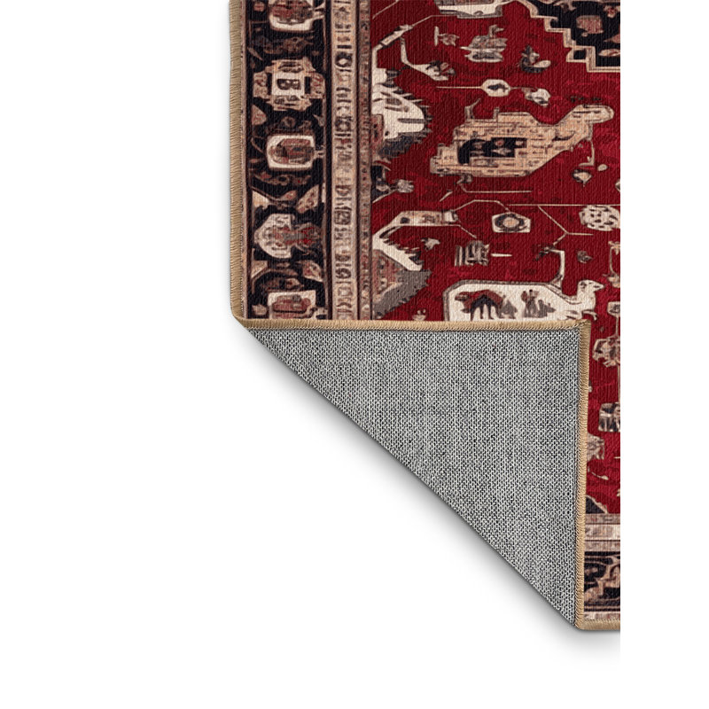Machine Washable Persian Brown Area Rug, Square 7'