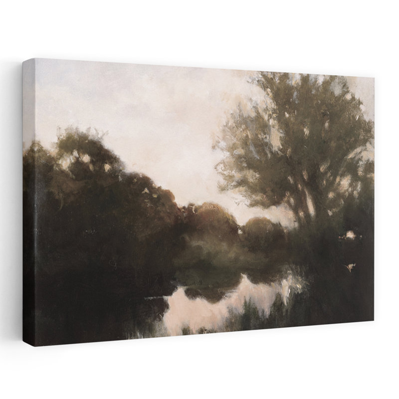 Breaking Dawn foncé contemporain noir gris paysage brun foncé, H 24 po x l 16 po